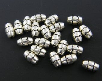 24 Pcs Antique Silver Beads, Silver Small Oval Beads Metal Beads 8mm x 5mm Silver Beads |S20-3|24