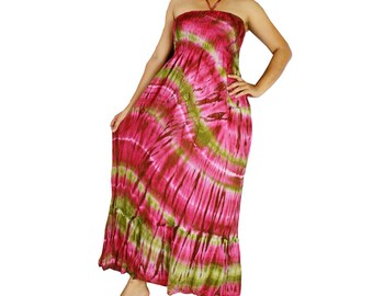 Smocked tie dye off shoulder dress tie dye cotton boho smock tube dress maxi summer sundress comfy beach casual dress long skirt (426)
