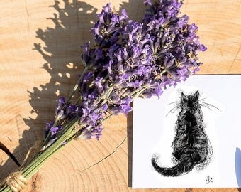 Cat card // cat lovers card // black cat card // cat lover gift // animal lover gift // cat birthday card // cat greetings card