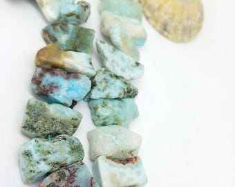 Natural Blue Larimar Rustic Freeform Chunks Slabs Nuggets Beads 1 large focal bead