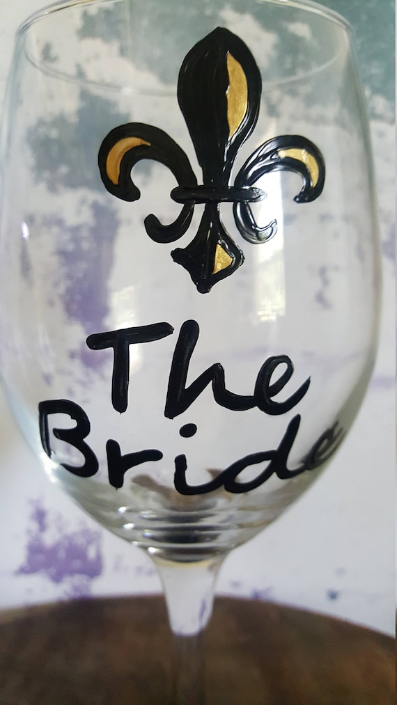 Bride Wine Glass, Bridal Shower Wine Glass, Bride Wine Glass, Bachelorette Wine Glass, NOLA weddins