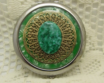 Compact Mirror Bridesmaid Gift Grasshopper Comes With Protective Pouch Green Compact Mirror
