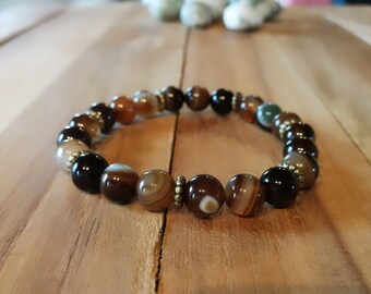 ribbon agate bracelet, beaded bracelet, banded agate