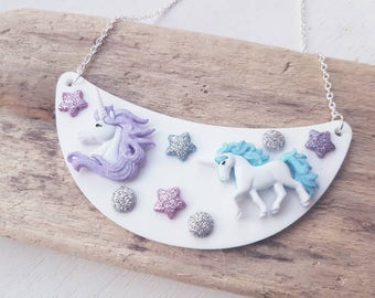 Unicorn necklace unicorn bib necklace unicorn Jewelry statement unicorn necklace magic unicorn jewellery unique necklace unicorn gift