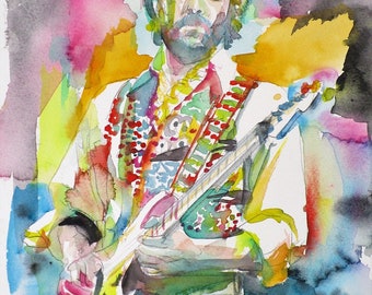 ERIC CLAPTON - original watercolor portrait - one of a kind!