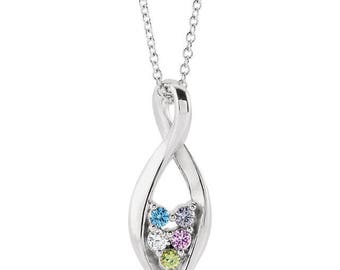 Sterling Silver Freeform Family Necklace