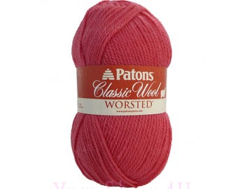 CORAL Patons Classic Wool Yarn, Pink Felting yarn, Pink wool yarn medium worsted weight pure wool Feltable yarn wool 3.5oz pink wool yarn ±