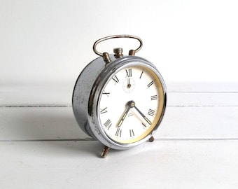 Vintage alarm clock chroom 'Growa' * silver alarm clock * vintage clocks * collectible alarm * vintage home decoration