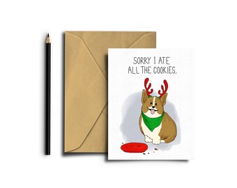 Corgi Holiday Card, Corgi Christmas Card, Dog Holiday Card, Dog Christmas Card, Funny Card, Humorous Card, Pembroke Welsh Corgi