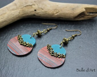 Earrings - copper - polymer clay collection