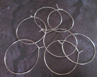10 hoop Silver earrings matte 30 mm