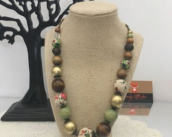 Fabric Beaded Necklace