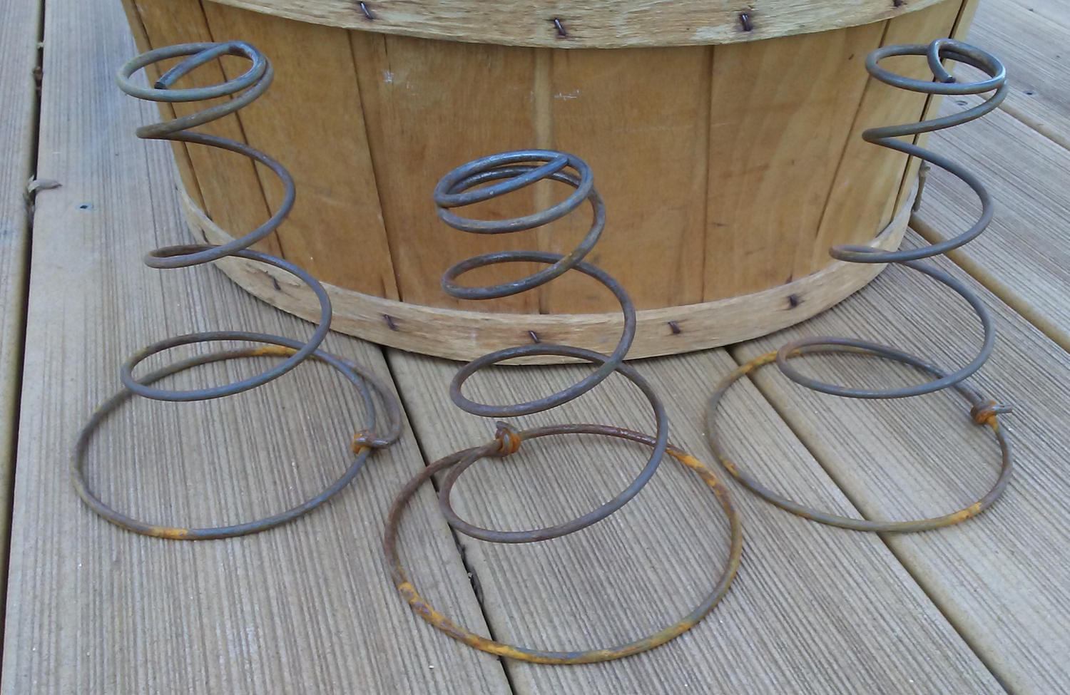 Rusty bed springs 3 Vintage steel metal coiled mattress spring