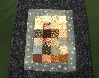 Watercolor Cross quilted wallhanging, predominately blue