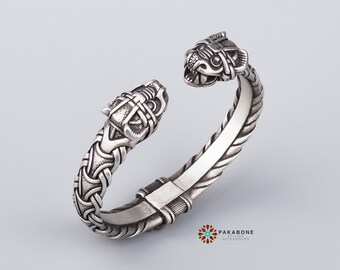 Viking Bracelet With Dragon's Head Scandinavian Arm Ring Viking Jewelry Pewter 000-940