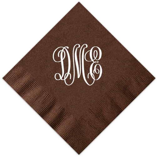 100 Large Monogram Cocktail Napkins Personalized Paper Custom