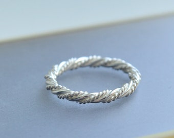 Twist Ring, Rope Ring, Silver Rope Ring, Sterling Silver Ring, Silver ring, Simple Ring, Sterling Silver Rope Ring, Twisted Stacking Ring