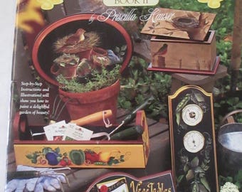 Vintage Folk Art 1996 Decorative book "The Painted Garden book 2" by Priscilla Hauser 50 pages used book