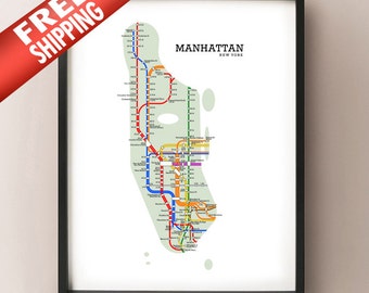 Manhattan Metro Subway Map Art Print