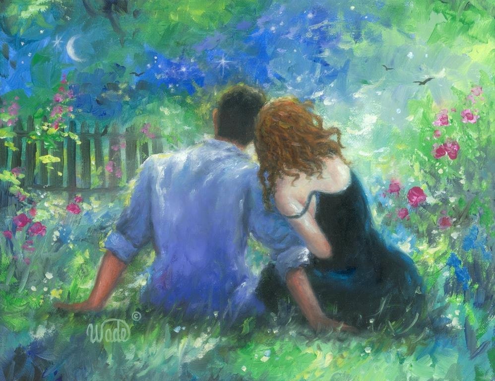 Garden Lovers Art Print loving couple paintings anniversary