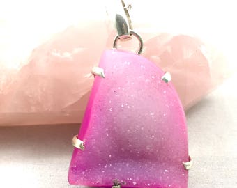 Pink Druzy Pendant