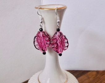 Pink Lampwork Earrings