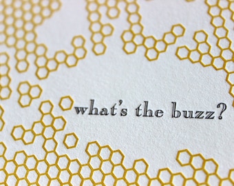 Letterpressed 'What's the Buzz' Card