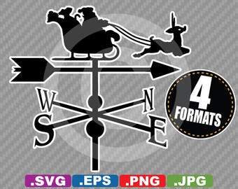 Santa Weather Vane Clip Art Image - SVG cutting file Plus eps (vector), jpg, & png - INSTANT DOWNLOAD - Die Cut Sticker/Decal