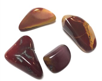 Tumbled Mookaite. Red. Goldenrod. Gemstone. Undrilled. Reiki Stone. Altar Stone. Wicca. Wire Wrapping Stone. 25mm - 40mm. One (1)