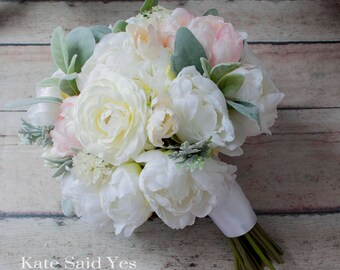Peony Bouquet, Wedding Bouquet, Rustic Bouquet, Silk Bouquet, Bridal Bouquet, Spring Bouquet