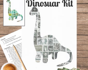 Dinosaur Postage Stamp Art Kit