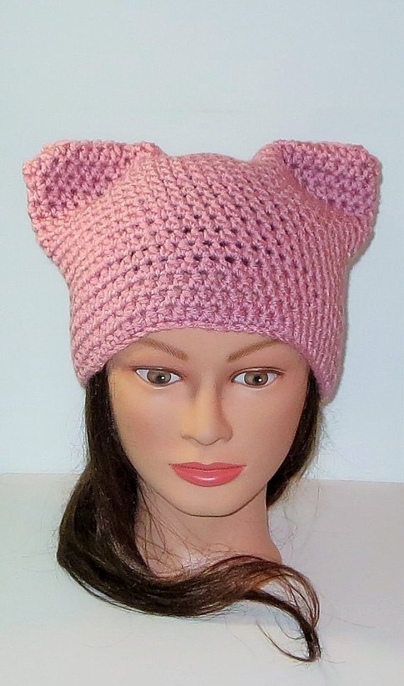  Pink Cat Hat  Sale Crochet Warm Pink Cat Hat  Animal Beanie