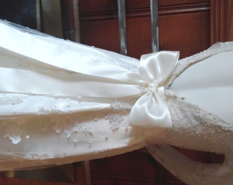 Large Bow, Wedding Dress Bow, Ivory on a Pin Back, Big Bow Bridal, Gown Bow, Satin Bridal Bow, Bow Bridesmaids, Flower Girl dress Bow