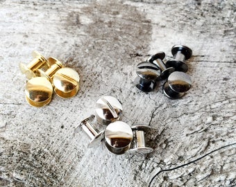 Chicago Screws, Military Grade Screw Posts, 1/4" 6.3mm, Gun Metal Black, Nickel Plated Steel, Brass, Rivets Conchos, Leather Craft Supplies