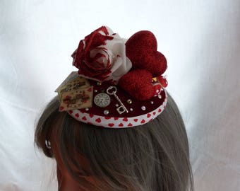 Queen of Hearts Fascinator - Alice in Wonderland, Mad Hatters Tea Party, Through the Looking Glass