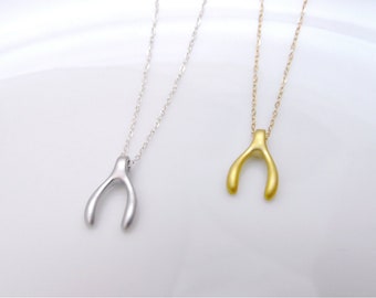 Wishbone necklace, gold wishbone, silver wishbone, gold filled chain, sterling silver chain