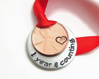 Couples Ornament, Wedding Ornament, Personalized Ornament, Personalized Christmas Ornament - 1 Year & Counting, Holiday Decoration