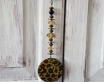 Re-Styled Green Leopard Doorknob Hanger