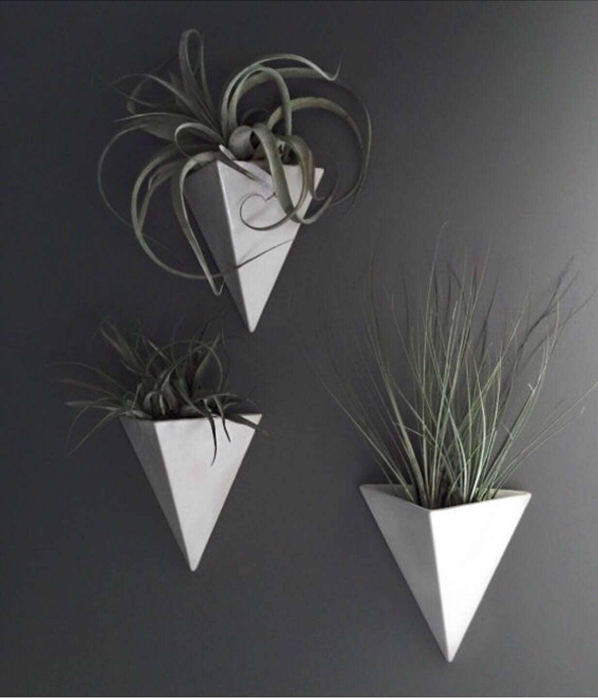 pyramid wall hanging planter vertical garden modern mid century home decor made to order