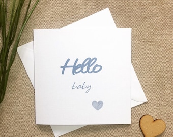 New Baby Boy Card, Hello Baby Card, Card for New Baby Blue