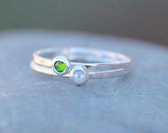 TINY BIRTHSTONE STACKING Ring- birthstone rings - stackings rings - stackable rings - birthstone stackable rings - birthstone jewelry
