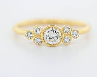 Seven Stone Diamond Cluster Engagement Ring, Diamond Cluster Ring, Big Diamond Engagement Ring