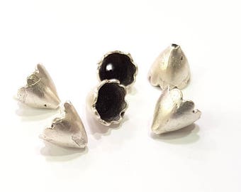 4 Silver Cone Findings Antique Silver Plated Brass (9x8 mm) G9582