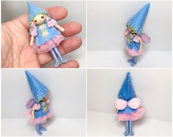 Fairy Bendy Doll by Princess Nimble-Thimble, Waldorf Felt Bendable DollHouse Doll- Small Felt Doll, Flower Fairy, Nature Table Decor