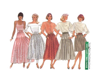 Uncut Butterick 5956, 80s sewing pattern, size 12-16 women's dirndl skirt, flared skirt, midi skirt maxi skirt, ankle length