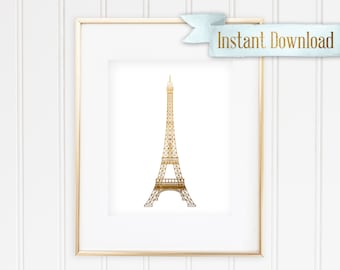 Goldish Eiffle Tower - Printable - Instant Download
