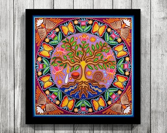 Mexican Art, Huichol Art, Huichol Print, Mexican Print, Digital Print, Mexican Digital Art, Mexican wall art, Mexican Painting,Mexican decor