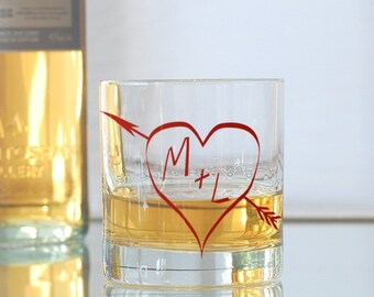 True love, custom screen printed glassware, old fashioned glasses
