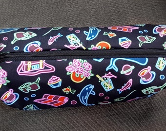 Hitchhiker's Guide to the Galaxy illustrated make-up bag/pencil case. Handmade and exclusive to ThatAgnes!