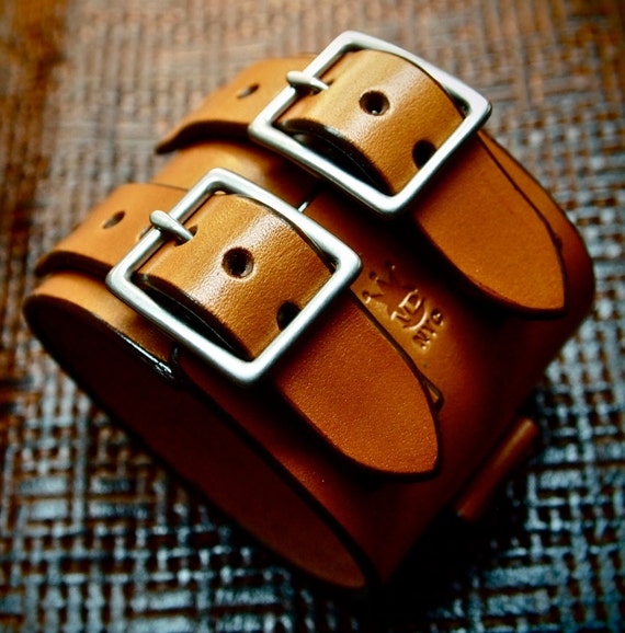 Leather cuff Bracelet watchband Vintage Johnny Depp style wristband Handmade for YOU in New York by Freddie Matara